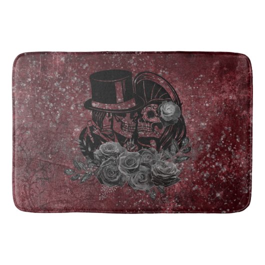 Gothic Kissing Skulls Couple and Blood Red Eternal Badmat (Voorkant)