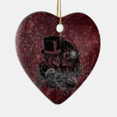 Gothic Kissing Skulls Couple and Blood Red Eternal Keramisch Ornament (Rechts)