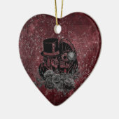 Gothic Kissing Skulls Couple and Blood Red Eternal Keramisch Ornament (Links)