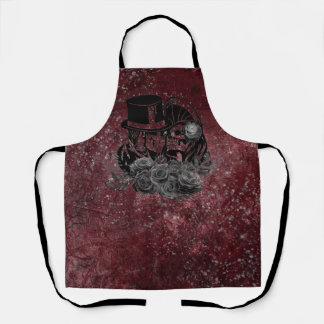 Gothic Kissing Skulls Couple and Blood Red Eternal Schort