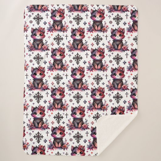 Gothic Kitten Sherpa Deken (Voorkant)