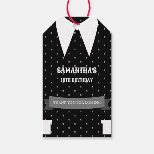 Gothic Kleine meisje in zwart jurkje Verjaardag Cadeaulabel (Voorkant)