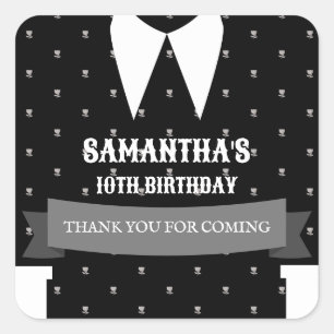 Gothic Kleine meisje in zwart jurkje Verjaardag Vierkante Sticker