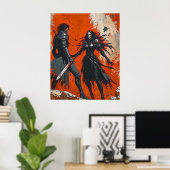 Gothic Knight Duel Poster – Dark Fantasy Art (Thuiskantoor)