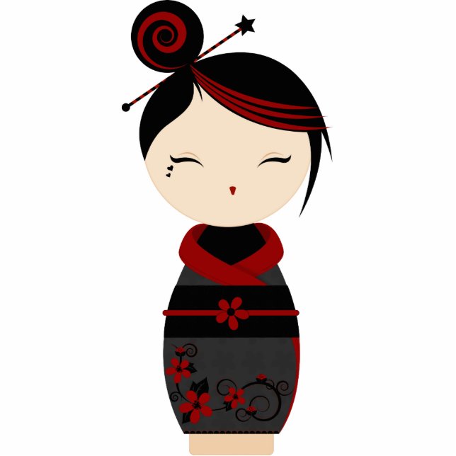 Gothic Kokeshi Fotobeeldje Sleutelhanger (Voorkant)