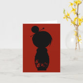 Gothic Kokeshi Silhouette Note Kaart (Gele Bloem)