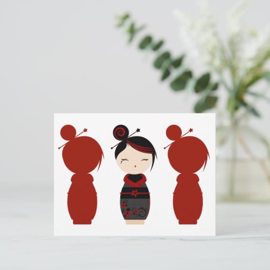 Gothic Kokeshi x4 Briefkaart (Staand voorkant)