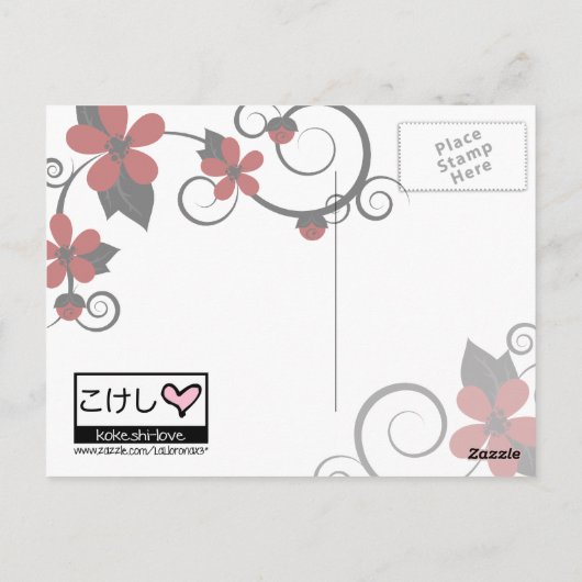 Gothic Kokeshi x4 Briefkaart (Achterkant)