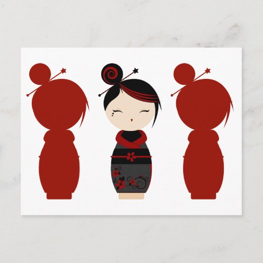 Gothic Kokeshi x4 Briefkaart (Voorkant)