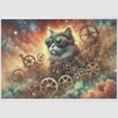 Gothic Kosmische Steampunk Kat Droom Decoupage Tissuepapier (Voorkant)