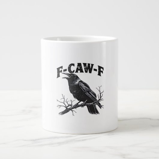 Gothic Kraai Humor F-Caw-F Grappig Essentieel Grote Koffiekop (Voorkant)
