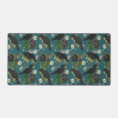 Gothic Kraaien & Zwarte Rozen Diep Blauwgroen Patr Bureaumat (Voorkant)