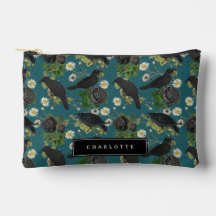 Gothic Kraaien & Zwarte Rozen Diep Blauwgroen Patr