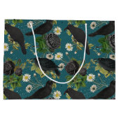 Gothic Kraaien & Zwarte Rozen Diep Blauwgroen Patr Groot Cadeauzakje (Achterkant)
