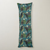 Gothic Kraaien & Zwarte Rozen Diep Blauwgroen Patr Lichaamskussen (Achterkant (Verticaal))
