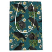 Gothic Kraaien & Zwarte Rozen Diep Blauwgroen Patr Medium Cadeauzakje (Voorkant)