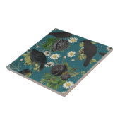 Gothic Kraait Zwarte Rozen Diep Blauwgroen Naadloo Tegeltje (Zijkant)