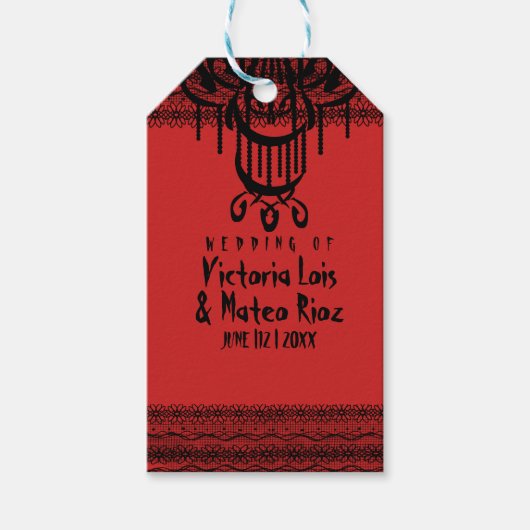 Gothic Kroonluchter Rood Zwart   Cadeaulabel (Voorkant)