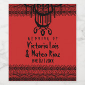 Gothic Kroonluchter Rood Zwart    Wijn Etiket (Enkel label)