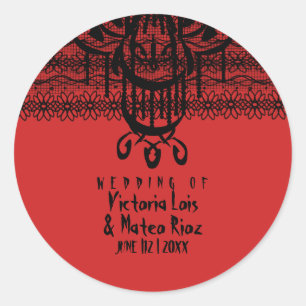 Gothic Lace Chandelier Red Black Ronde Sticker
