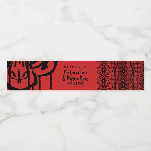 Gothic Lace Chandelier Red Black Waterfles Etiket (Enkel label)