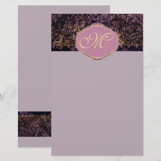Gothic Lace Custom Monograery Briefpapier (Voorkant / Achterkant)