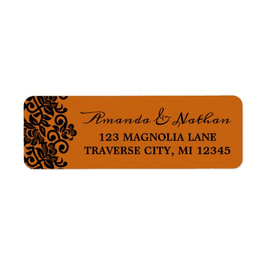Gothic Lace Halloween Black Oranje adres Etiket (Voorkant)