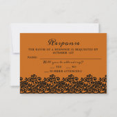 Gothic Lace Halloween Oranje Black Response RSVP Kaartje (Voorkant)