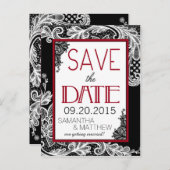 Gothic Lace Save the Date Aankondigingskaart (Voorkant / Achterkant)