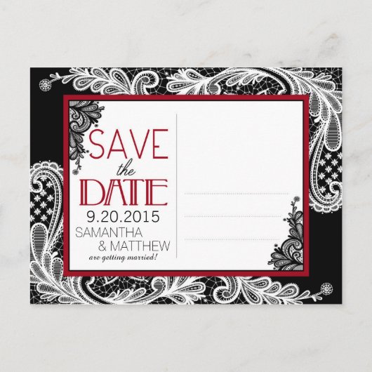 Gothic Lace Save the Date Aankondigingskaart (Achterkant)