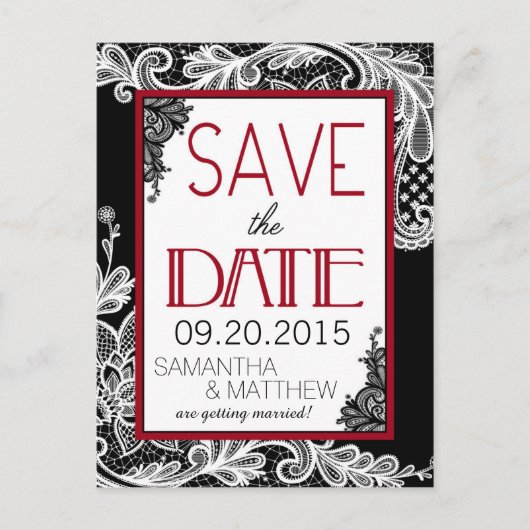 Gothic Lace Save the Date Aankondigingskaart (Voorkant)