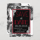 Gothic Lace Save the Date Aankondigingskaart (Voorkant / Achterkant)