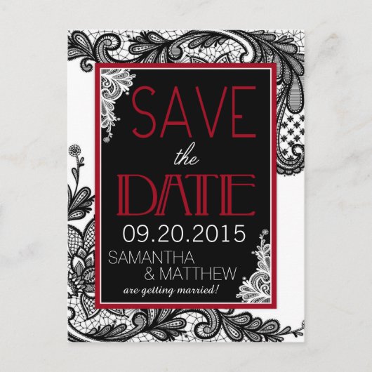Gothic Lace Save the Date Aankondigingskaart (Voorkant)