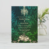 Gothic Lace Skeleton Halloween Wedding Kaart (Staand voorkant)