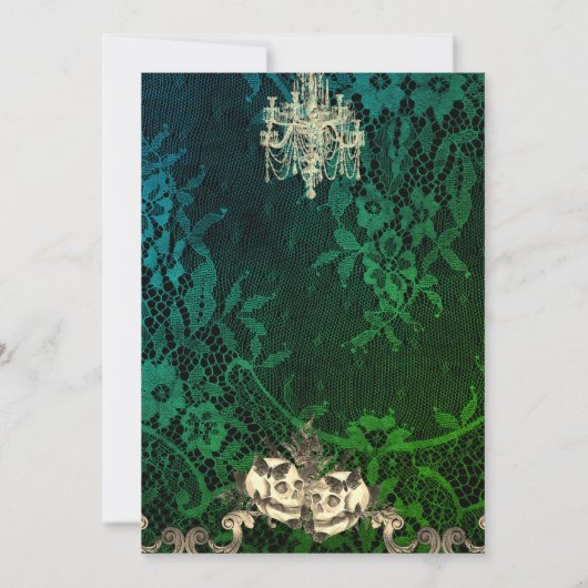 Gothic Lace Skeleton Halloween Wedding Kaart (Achterkant)