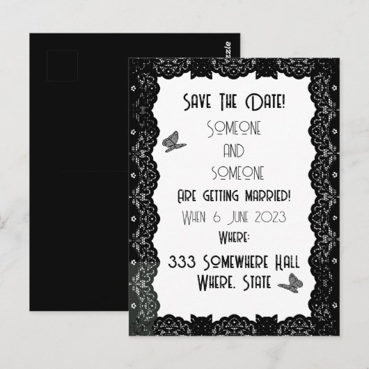 Gothic Lace Wedding Invitation Briefkaart (Voorkant / Achterkant)
