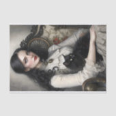 Gothic Lady Black Cat Decoupage Tissuepapier (Voorkant)