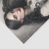 Gothic Lady Black Cat Decoupage Tissuepapier (Detail)