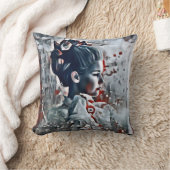 Gothic Lady Elegant Victoriaans grijs, rood en zwa Kussen (Deken)