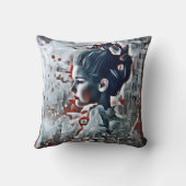 Gothic Lady Elegant Victoriaans grijs, rood en zwa Kussen (Achterkant)