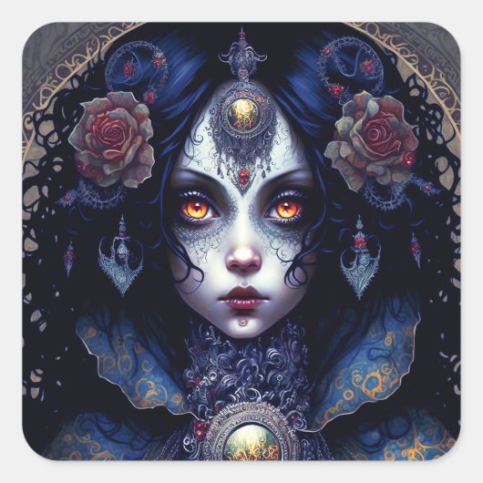 Gothic Lady Gothic Fantasy Art Vierkante Sticker (Voorkant)