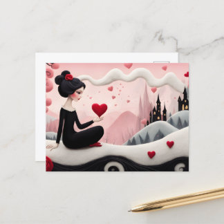 Gothic Lady Hearts Valentijn Briefkaart