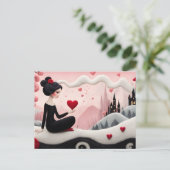 Gothic Lady Hearts Valentijn Briefkaart (Staand voorkant)