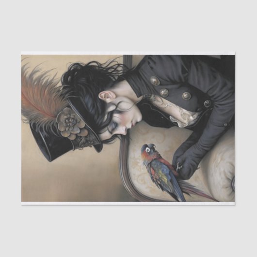 Gothic Lady Macaw Decoupage Tissuepapier (Voorkant)