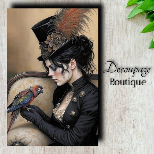 Gothic Lady Macaw Decoupage Tissuepapier