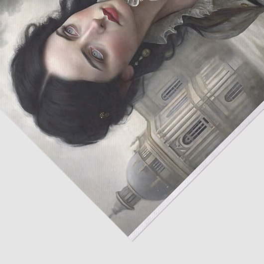 Gothic Lady White Tiger Decoupage Tissuepapier (Detail)