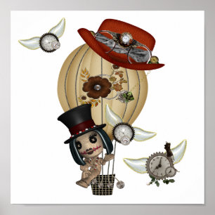gothic laveau hot air ballon steampunk art poster
