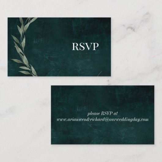 Gothic Leaves dreamy drama EMERALD GREEN, e-RSVP Informatiekaartje (Voorkant / Achterkant)