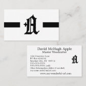 Gothic Letter "A" Classic English Initiaal Visitekaartje (Voorkant / Achterkant)