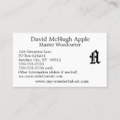 Gothic Letter "A" Classic English Initiaal Visitekaartje (Achterkant)